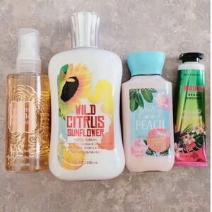 Bath & Body Works Lot Warm Vanilla Sugar spray Wild Citrus Peach Coconut Lotions